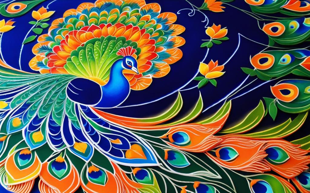 big peacock rangoli designs