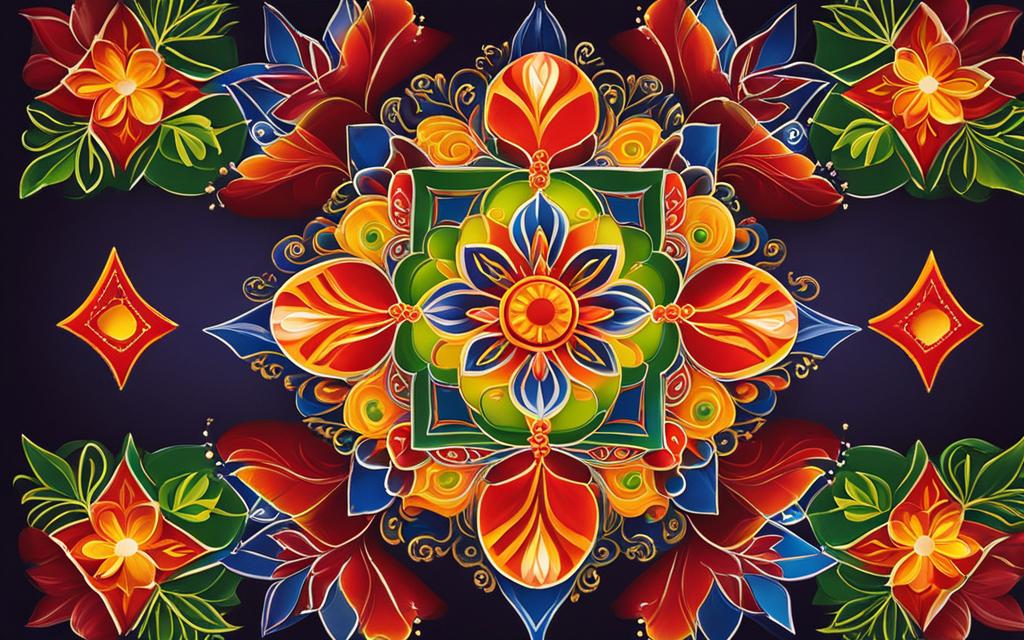 colourful square rangoli designs