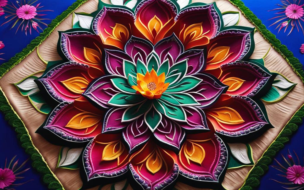lotus rangoli designs with colours