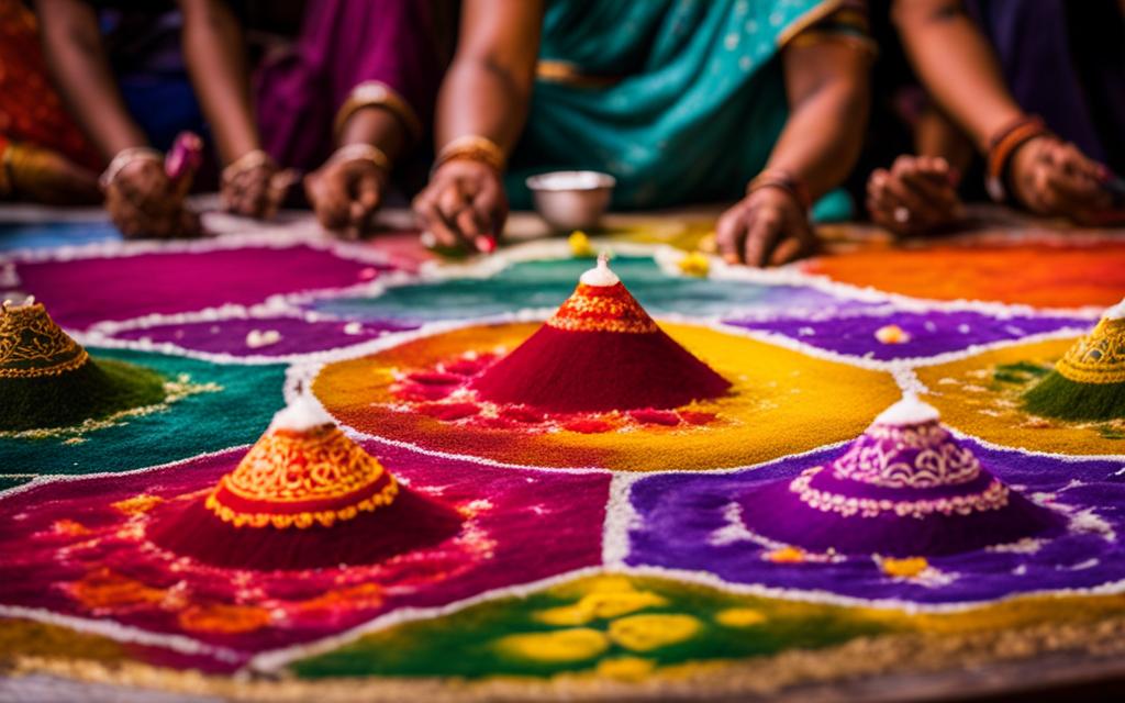 materials and techniques used in rangoli